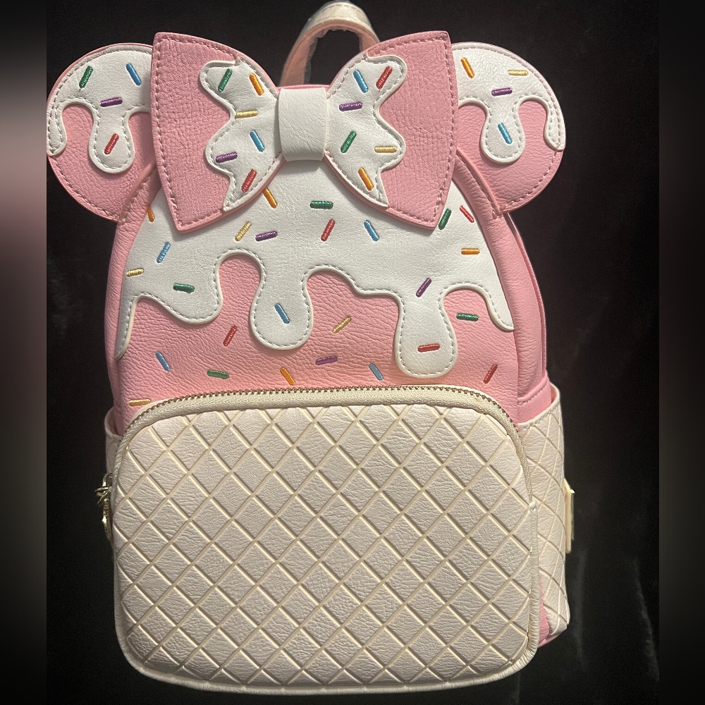 Loungefly Pink and White strawberry Sprinkle Backpack